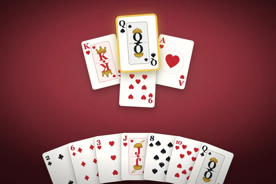 Hearts cards on the table