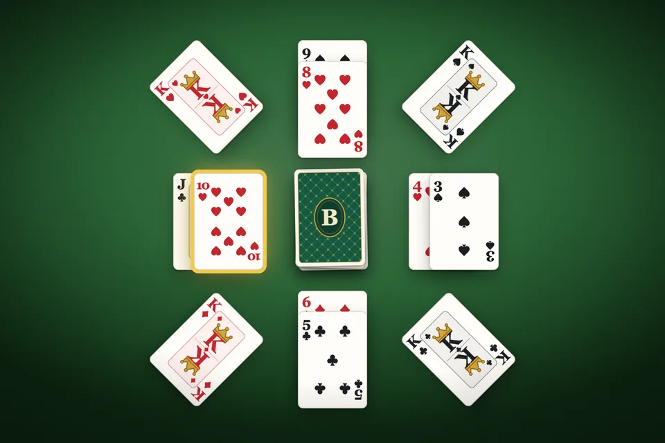 Kings Corner cards on the table
