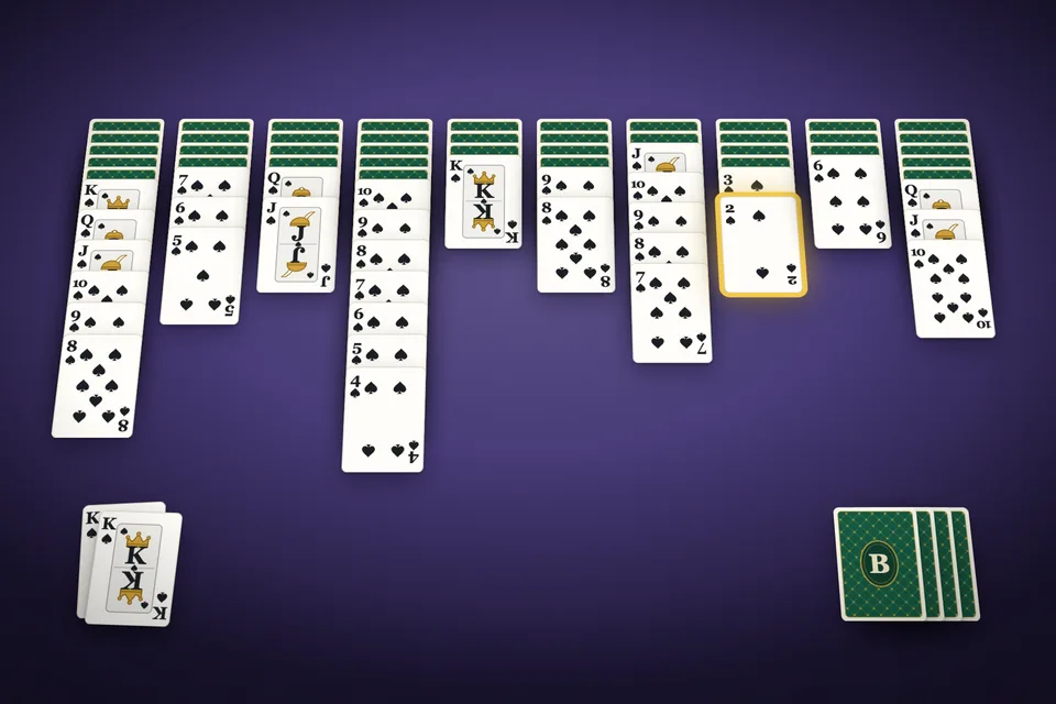 Spider Solitaire cards on the table