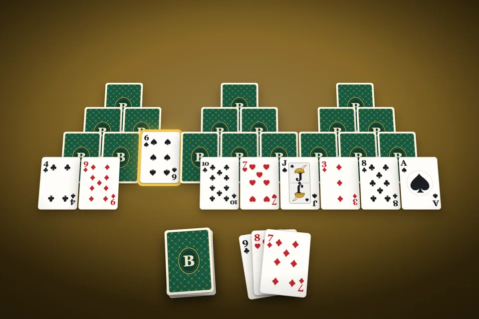 Tri Peaks Solitaire cards on the table